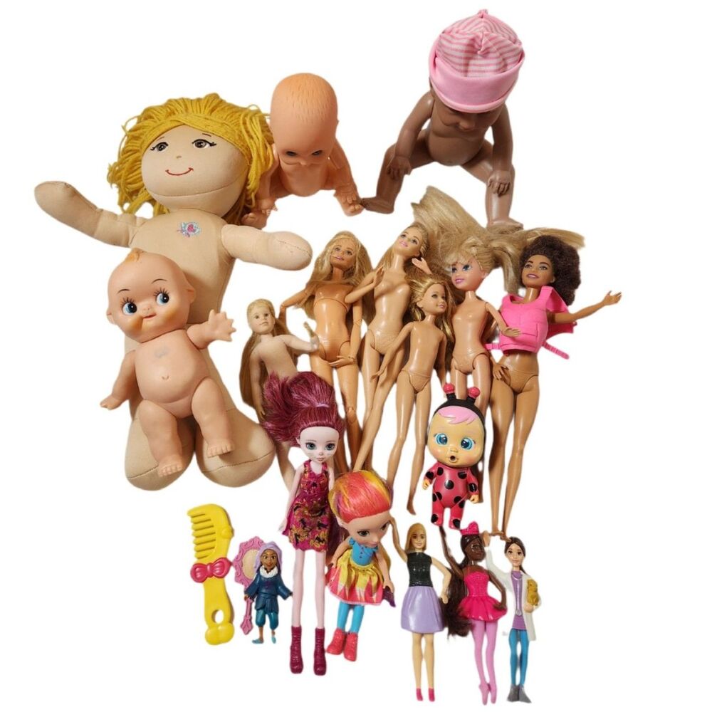 Mixed Doll Lot – Barbie, Baby Dolls, Mini Dolls – As Is